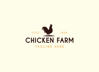 Vintage Chicken Farm Logo.chicken farm logo vector illustration design. Chicken Farming Logo Design