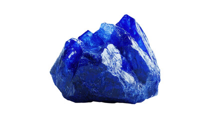 Raw lazurite chunk with vibrant ultramarine blue, Transparent background, PNG file