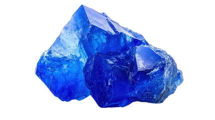 Raw lazurite chunk with vibrant ultramarine blue, Transparent background, PNG file