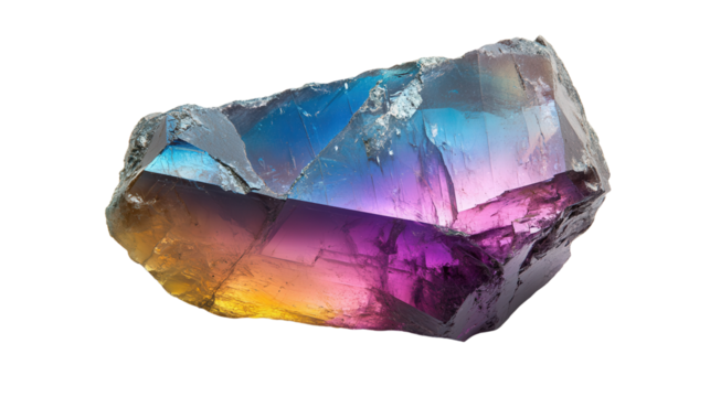 Raw andalusite chunk with pleochroic color shift, Transparent background, PNG file