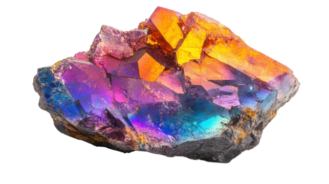 Raw andalusite chunk with pleochroic color shift, Transparent background, PNG file