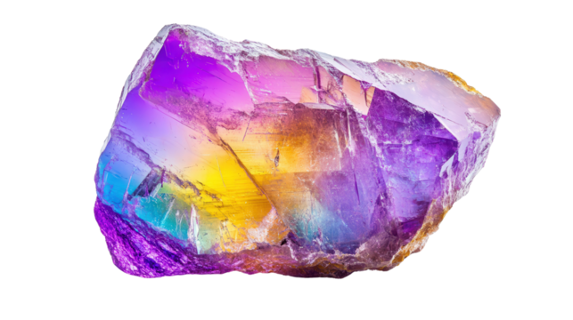 Raw andalusite chunk with pleochroic color shift, Transparent background, PNG file