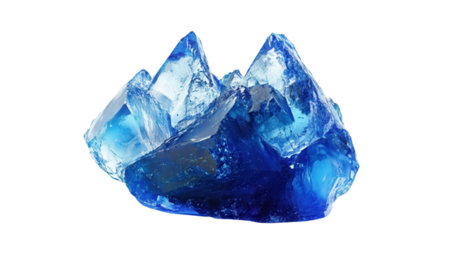 Raw lazurite chunk with vibrant ultramarine blue, Transparent background, PNG file