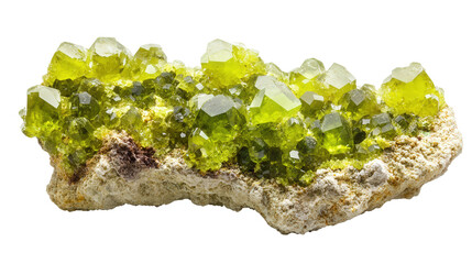 Raw olivine peridot chunk with lime green hues, Transparent background, PNG file