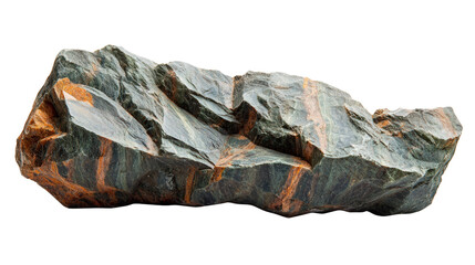 Raw bastite serpentinite mineral chunk, Transparent background, PNG file