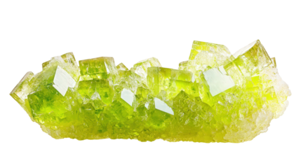 Raw pyromorphite chunk with bright green acicular crystals, Transparent background, PNG file