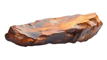 Raw chert flint mineral chunk with sharp edges, Transparent background, PNG file