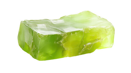 Raw chrysoprase chunk with apple green hue, Transparent background, PNG file