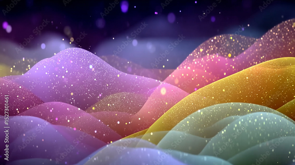 Poster abstract colorful waves with sparkles, a dynamic and aesthetic background