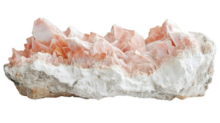 Raw dolomite chunk with peachy tone and crystal texture, Transparent background, PNG file