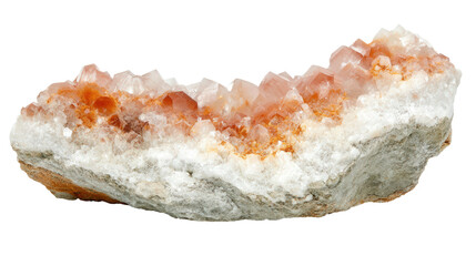 Raw dolomite chunk with peachy tone and crystal texture, Transparent background, PNG file