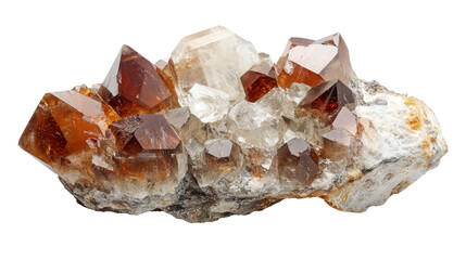 Raw zircon chunk with brown and red tints, Transparent background, PNG file