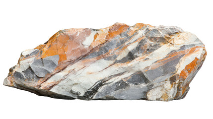 Raw feldspar mineral chunk with salmon tones, Transparent background, PNG file