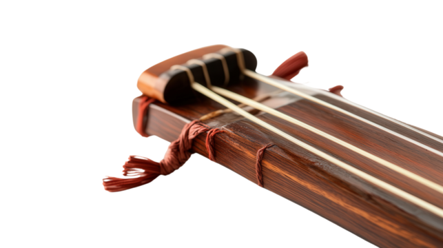 Traditional Japanese shamisen with silk strings Transparent background, PNG file