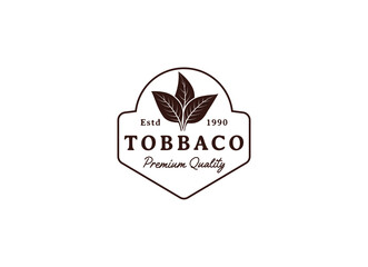 Vintage Retro Hand Draw Sketch Tobacco Plant Tree Leaf Leaves for Cigar Badge Emblem Label Logo Design