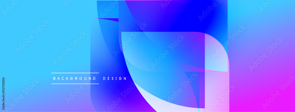 Poster Abstract vibrant background. Overlapping shapes create dynamic visual effect. Gradient colors blend smoothly, modern design elements present.