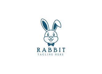 Simple head rabbit in clean style logo design template. Rabbit logo design