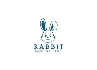 Simple head rabbit in clean style logo design template. Rabbit logo design