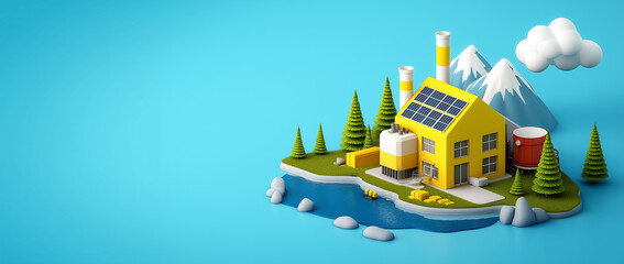 Sustainable Energy Factory Eco-Friendly Industrial 3D Render