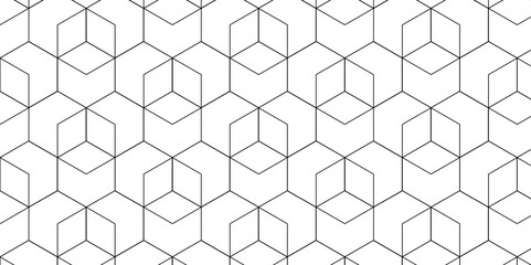 Vector tiles gradient science web tech connection triangle diamond honeycomb hexagon art. Vector seamless pattern with hexagon square cube geometric pattern shapes grid metal element texture design. 