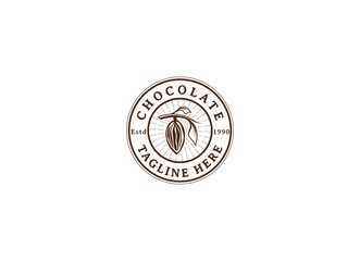 Cocoa bean Logo. Cocoa Icon. Chocolate Cocoa Symbol. Vector Illustration Isolated on White Background.