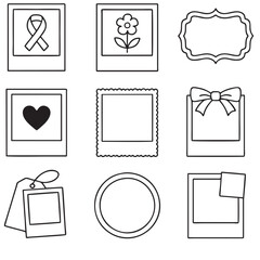Decorative Polaroid Frames – Vintage Outline Icons for Creative Design