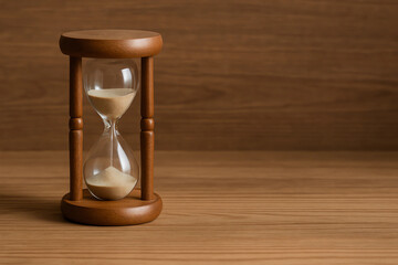 hourglass on a black background. Space for text