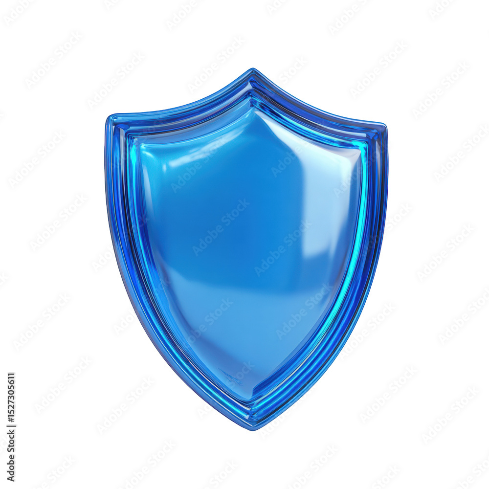 Poster abstract blue glass shield icon security protection symbol digital graphic design element for websit