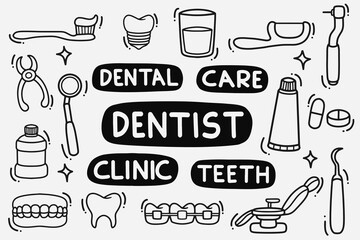 set of dentist doodle good for background, wallpaper, element design, icon, etc © angga