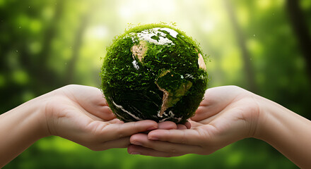 Pair of Hands Holding Mossy Earth"