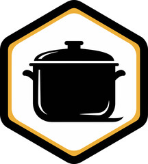 Cooking Pot in Hexagon Logo Icon for Culinary and Restaurant