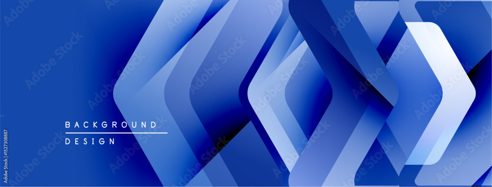 Aufkleber abstract blue background features layered geometric shapes. gradient effect creates depth, modern vi