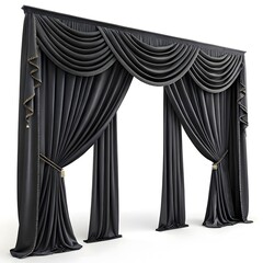 Elegant Dark Gray Draped Curtains Luxury Window Treatment Design