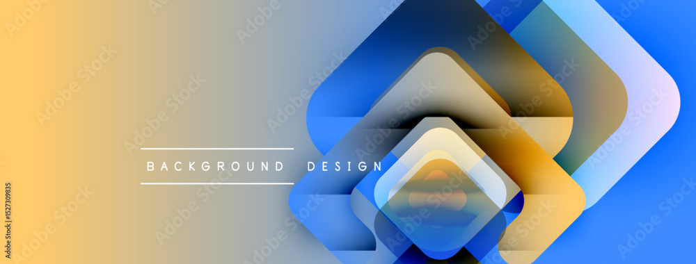 Aufkleber Abstract geometric shapes, gradients, blue, yellow hues. Modern design elements create dynamic visual effect. Minimalist composition.