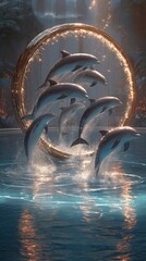 As they leap into the ring, dolphins