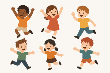 Vector Set Children joy fun kids' happy childhood