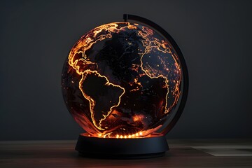 realistic Earth globe with glowing digital data streams and network connections across continents, high-tech global communication, dark background
