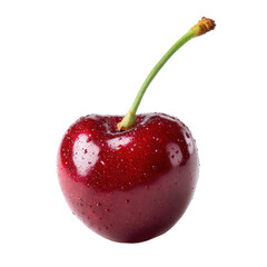 A single cherry on black background isolated on transparent background