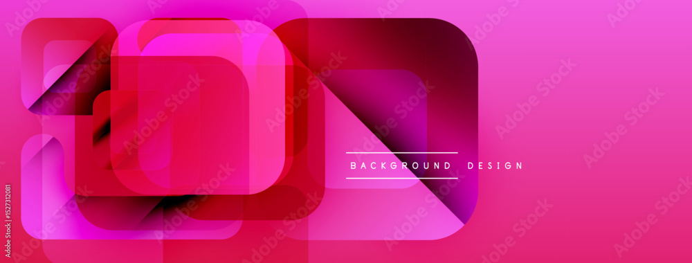 Poster Abstract pink design. Overlapping squares create dynamic visual effect. Modern, vibrant, geometric composition.