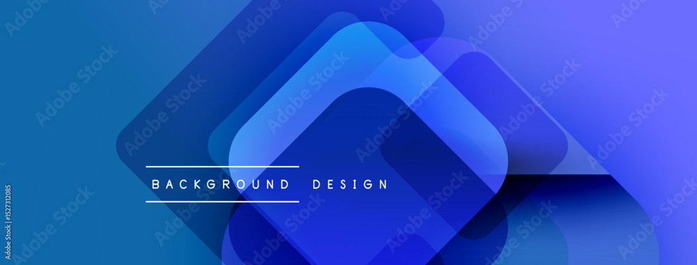 Poster Abstract blue layers create dynamic background. Overlapping squares suggest depth, modern aesthetic. Text reads background design.