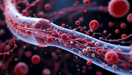 Extreme Close-Up of Human Blood Flow Illustration