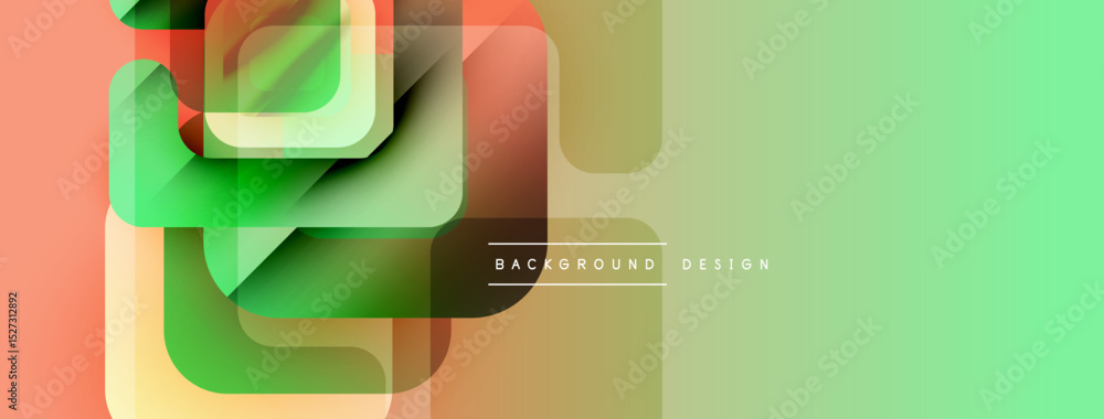 Poster Abstract geometric shapes overlap. Soft color palette creates modern background design. Gradient hues blend seamlessly. Minimalist aesthetic.
