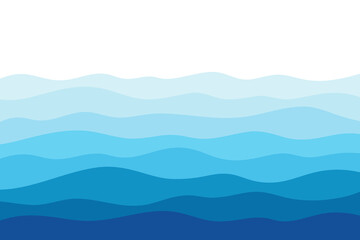 Abstract blue sea waves, modern banner background, vector, flat design, curved lines. Sea, ocean, multi-layered effect. Background drawing with a gradient for a label, a page with a place for text