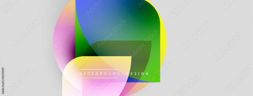 Poster Abstract colorful shapes overlap, creating dynamic visual effect. Light gray background provides neutral canvas. Text reads background design.