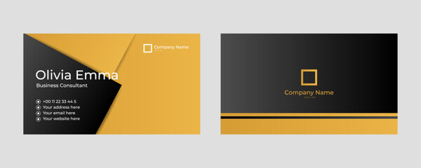 Flat golden luxury horizontal business card template