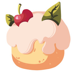 Apple muffins with strawberries cream