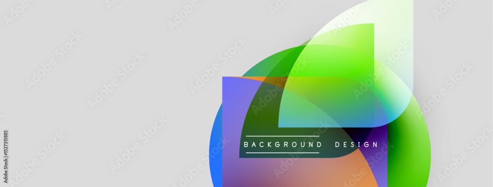 Aufkleber Abstract colorful shapes overlap, creating dynamic visual effect. Background features text background, design. Simple, modern aesthetic.