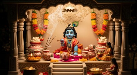 Krishna janmashtami celebration hindu god idol hinduism festival india deity
