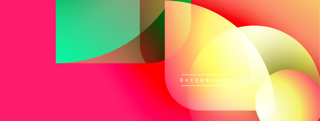 Abstract colorful shapes overlap. Gradient hues blend, creating dynamic visual effect. Modern design suitable for backgrounds.