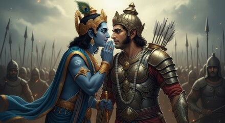 Krishna arjuna mahabharata hinduism india mythology epic battle dharma karma yoga